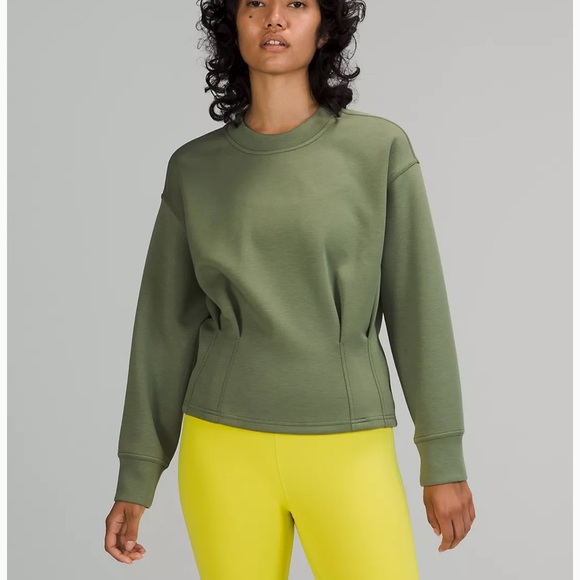 💚LULULEMON GATHERED WAIST CREW PULLOVER-GREEN TWILL-12💚 - Picture 10 of 16